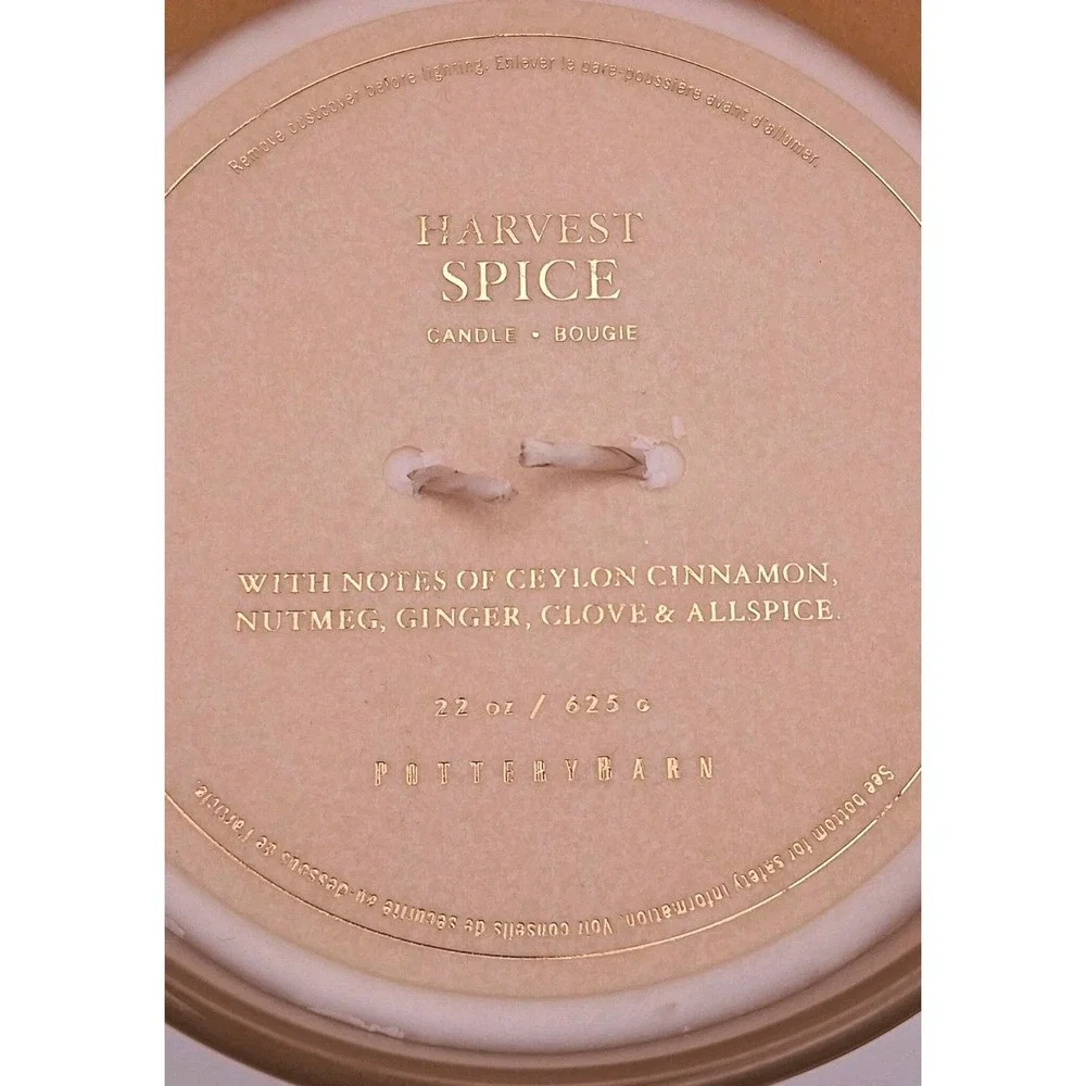 Pottery Barn Harvest Spice Scented Candle NEW 22 oz 60 Hrs Crisp Fall/Autumn